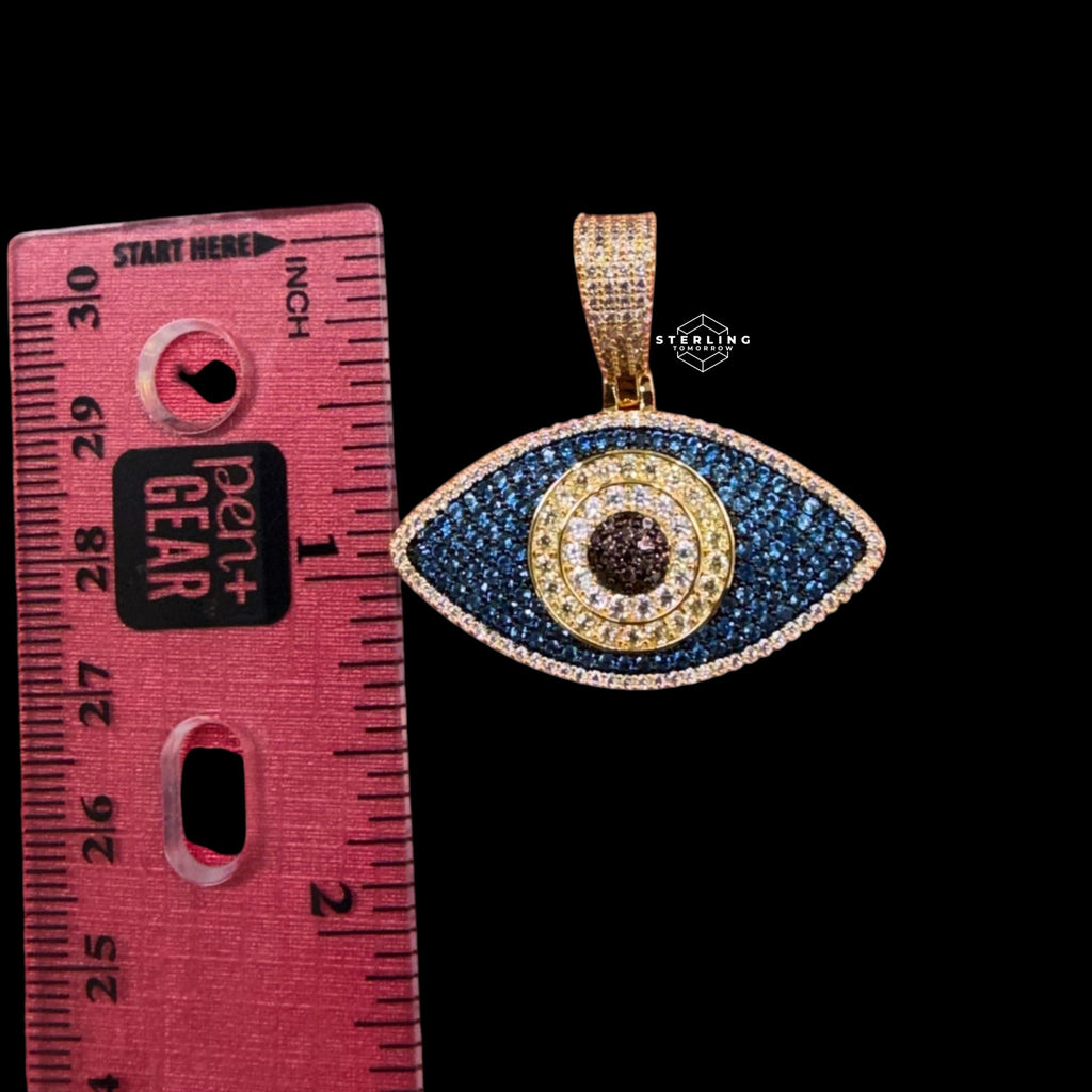 Blue Evil Eye Iced Out Pendant