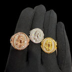 Moissanite Baguette Prayer Hands Cross Ring, Men's 925 Silver Iced Out Hip Hop Ring, Gold Rose Silver