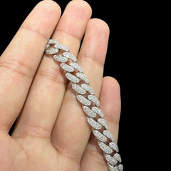 10mm Moissanite Miami Cuban Bracelet 8 Inch, 925 Silver Iced Out Hip Hop Bracelet