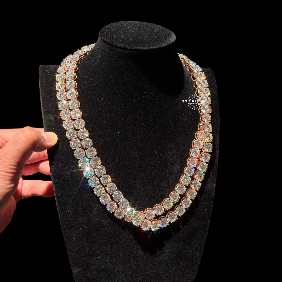 10mm Moissanite Tennis Chain Rose Gold / 925