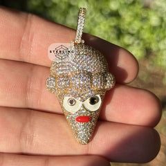 Ice Cream Cone Enamel Gold Tone Pendant