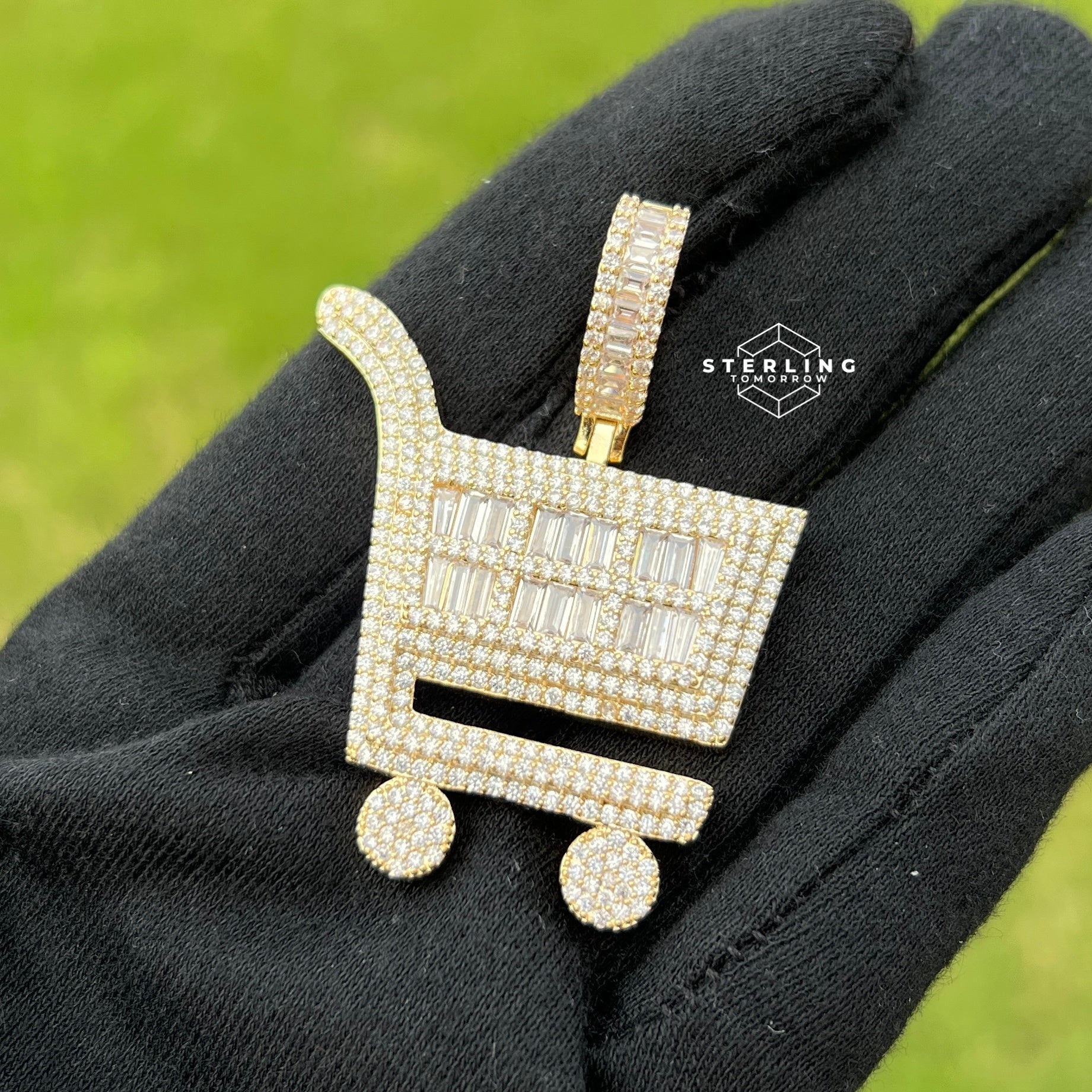 Hustler Shopping Cart Gold Tone Hip Hop Pendant