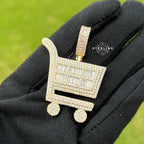 Hustler Shopping Cart Gold Tone Hip Hop Pendant