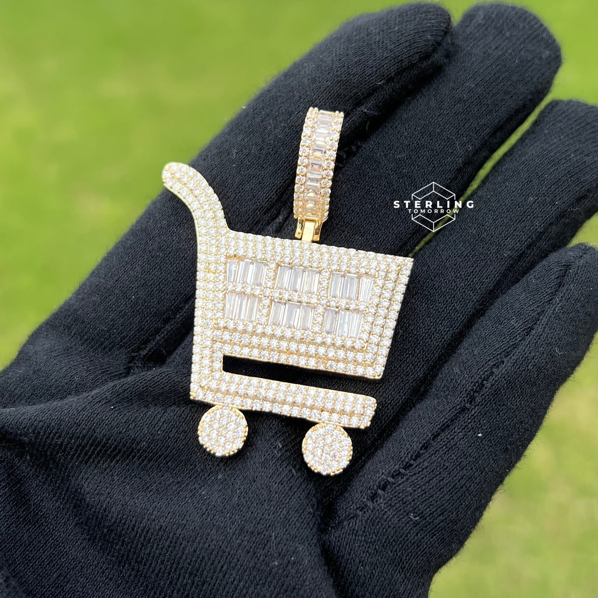 Hustler Shopping Cart Gold Tone Hip Hop Pendant