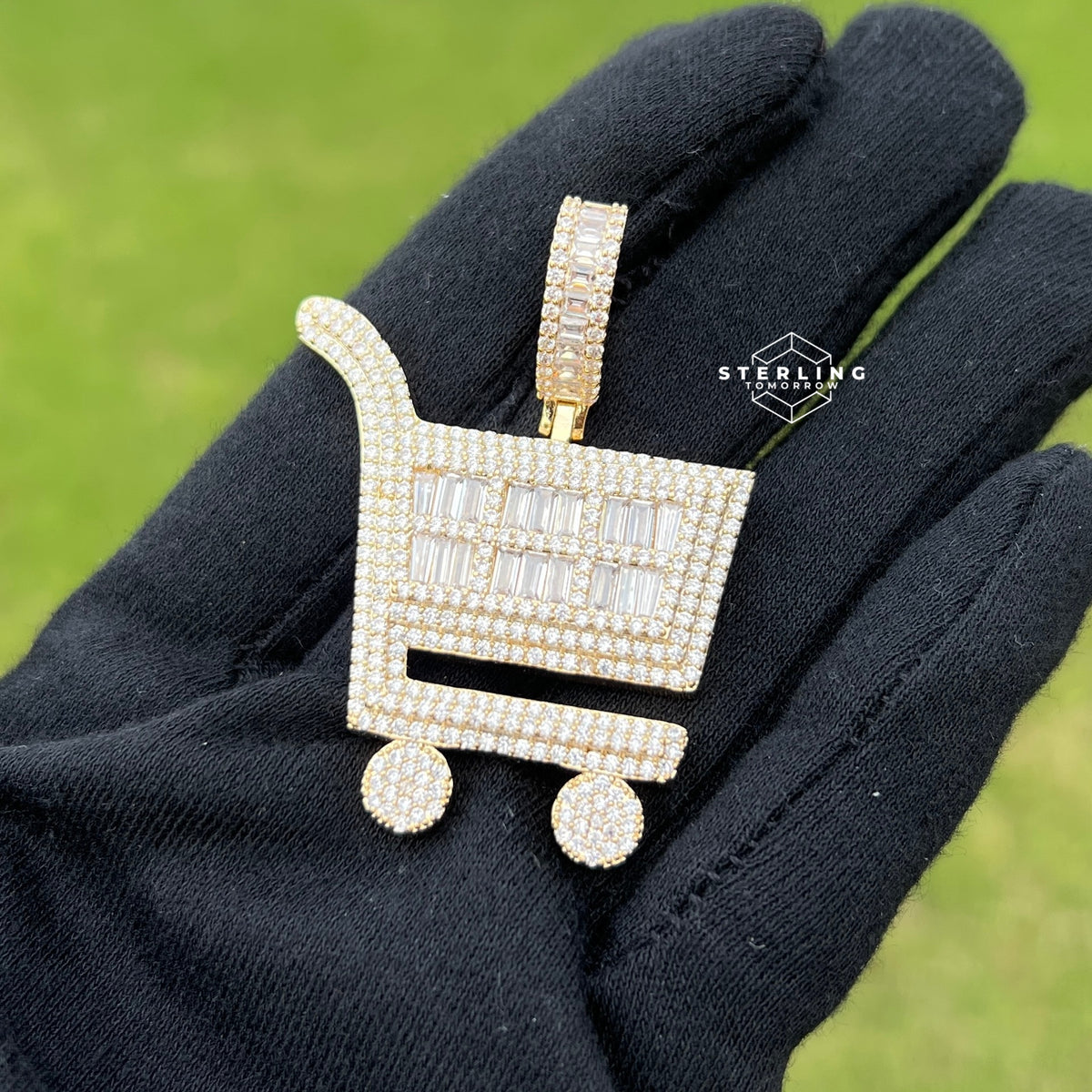 Hustler Shopping Cart Gold Tone Hip Hop Pendant