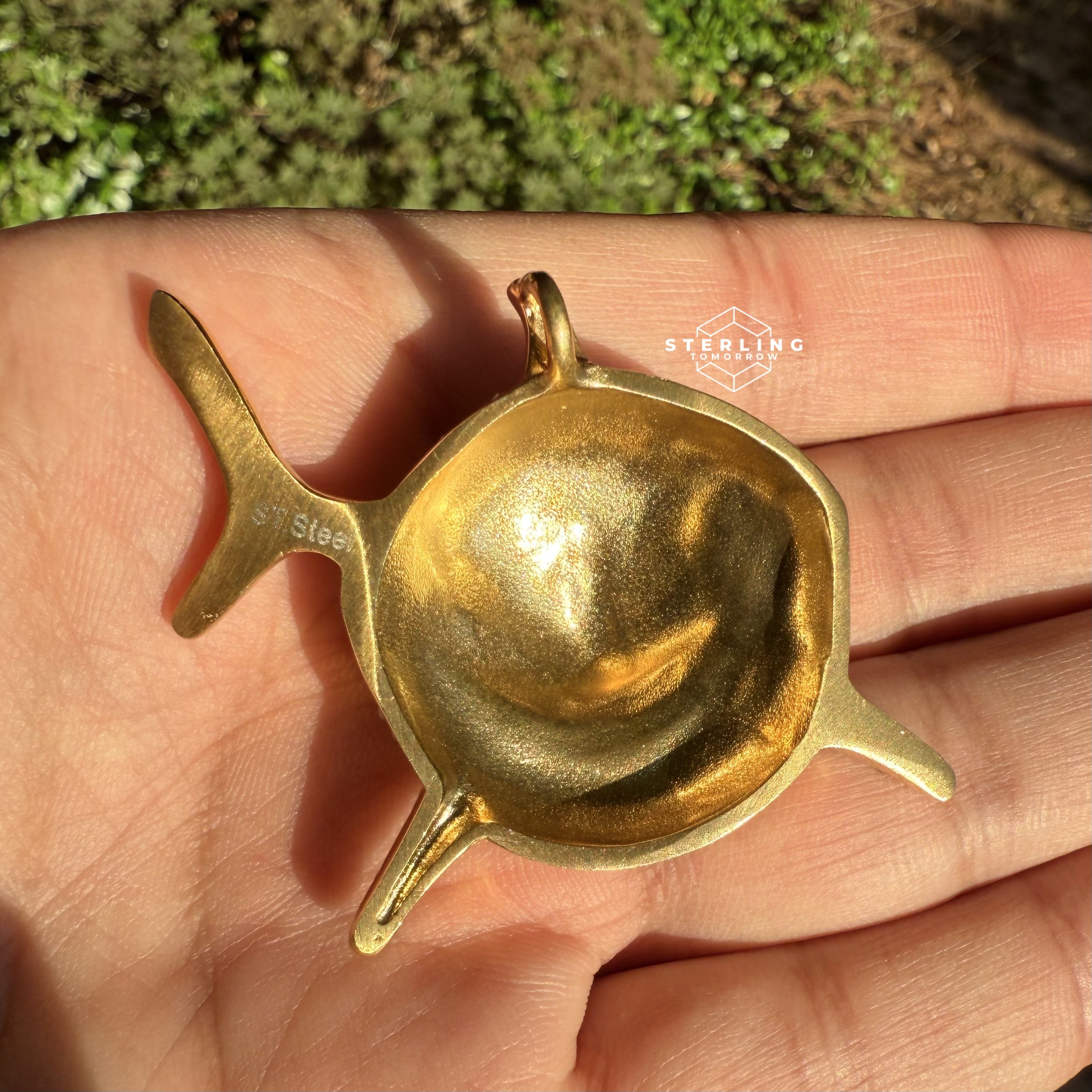 Shark Iced Out Gold Tone Stainless Steel Pendant