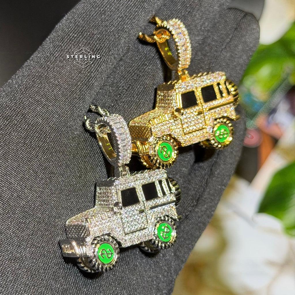 Iced Out Truck Pendant Chain CZ Diamond Hip Hop Necklace Gold or Silver Off Road Car Bling Jewelry