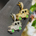 Iced Out Truck Pendant Chain CZ Diamond Hip Hop Necklace Gold or Silver Off Road Car Bling Jewelry