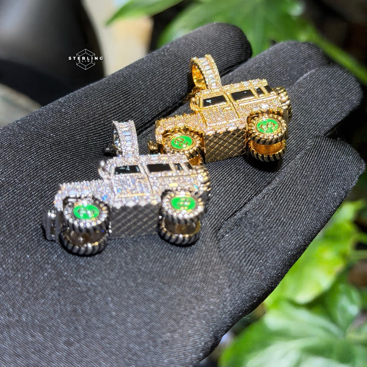 Iced Out Truck Pendant Chain CZ Diamond Hip Hop Necklace Gold or Silver Off Road Car Bling Jewelry