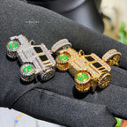Iced Out Truck Pendant Chain CZ Diamond Hip Hop Necklace Gold or Silver Off Road Car Bling Jewelry