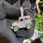 Iced Out Truck Pendant Chain CZ Diamond Hip Hop Necklace Gold or Silver Off Road Car Bling Jewelry