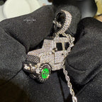 Iced Out Truck Pendant Chain CZ Diamond Hip Hop Necklace Gold or Silver Off Road Car Bling Jewelry