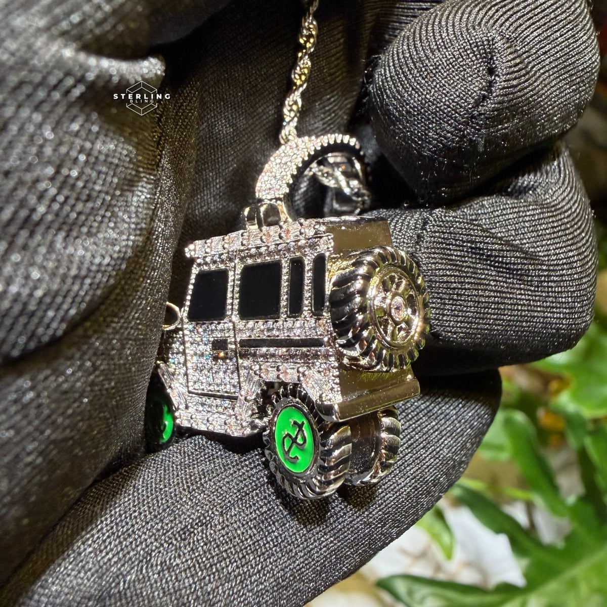 Iced Out Truck Pendant Chain CZ Diamond Hip Hop Necklace Gold or Silver Off Road Car Bling Jewelry