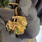 Iced Out Truck Pendant Chain CZ Diamond Hip Hop Necklace Gold or Silver Off Road Car Bling Jewelry