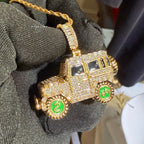 Iced Out Truck Pendant Chain CZ Diamond Hip Hop Necklace Gold or Silver Off Road Car Bling Jewelry
