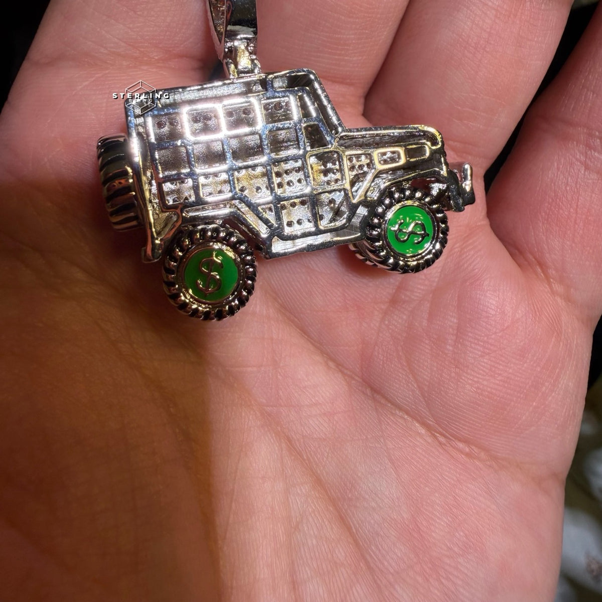 Iced Out Truck Pendant Chain CZ Diamond Hip Hop Necklace Gold or Silver Off Road Car Bling Jewelry