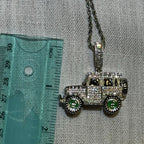 Iced Out Truck Pendant Chain CZ Diamond Hip Hop Necklace Gold or Silver Off Road Car Bling Jewelry
