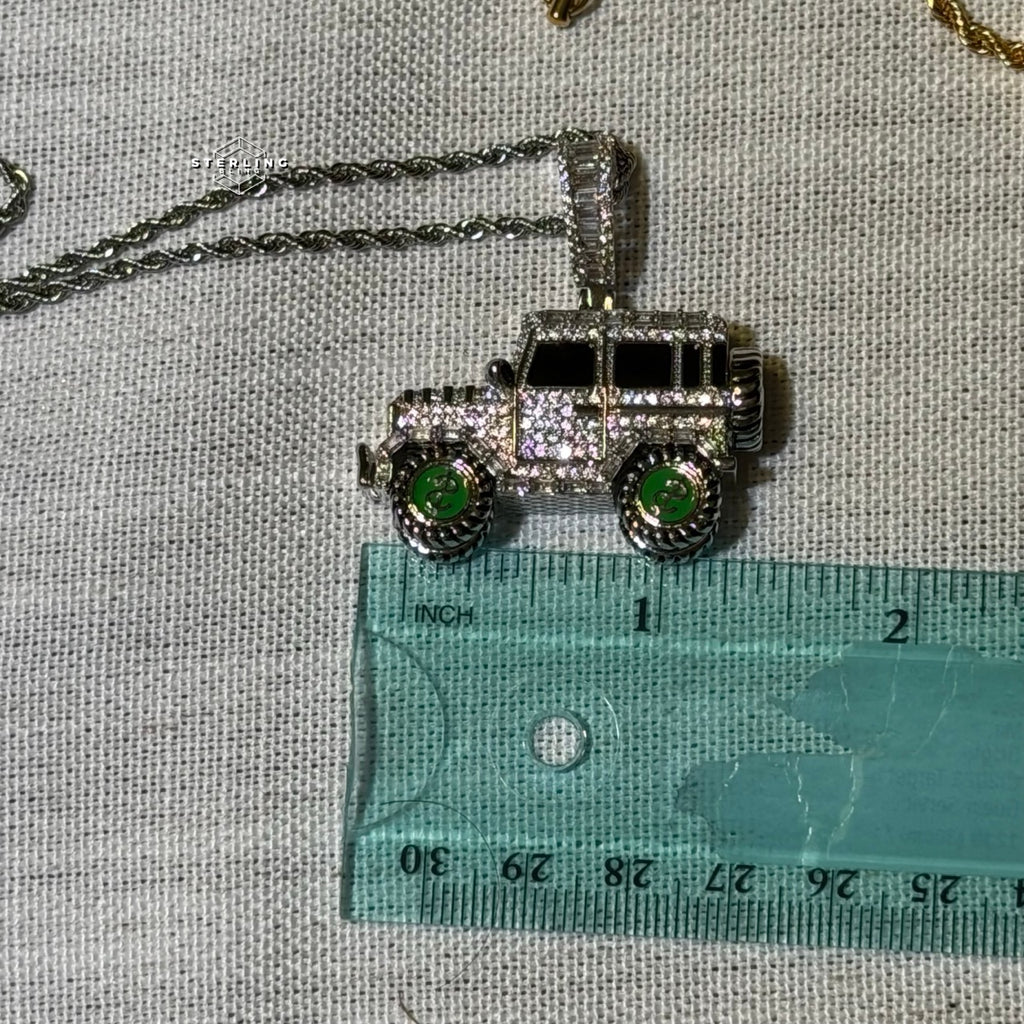 Iced Out Truck Pendant Chain CZ Diamond Hip Hop Necklace Gold or Silver Off Road Car Bling Jewelry