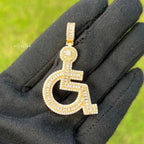 Wheelchair Symbol Iced Out Pendant - Gold Tone