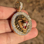 Lion Head Pendant – Gold Round Medallion