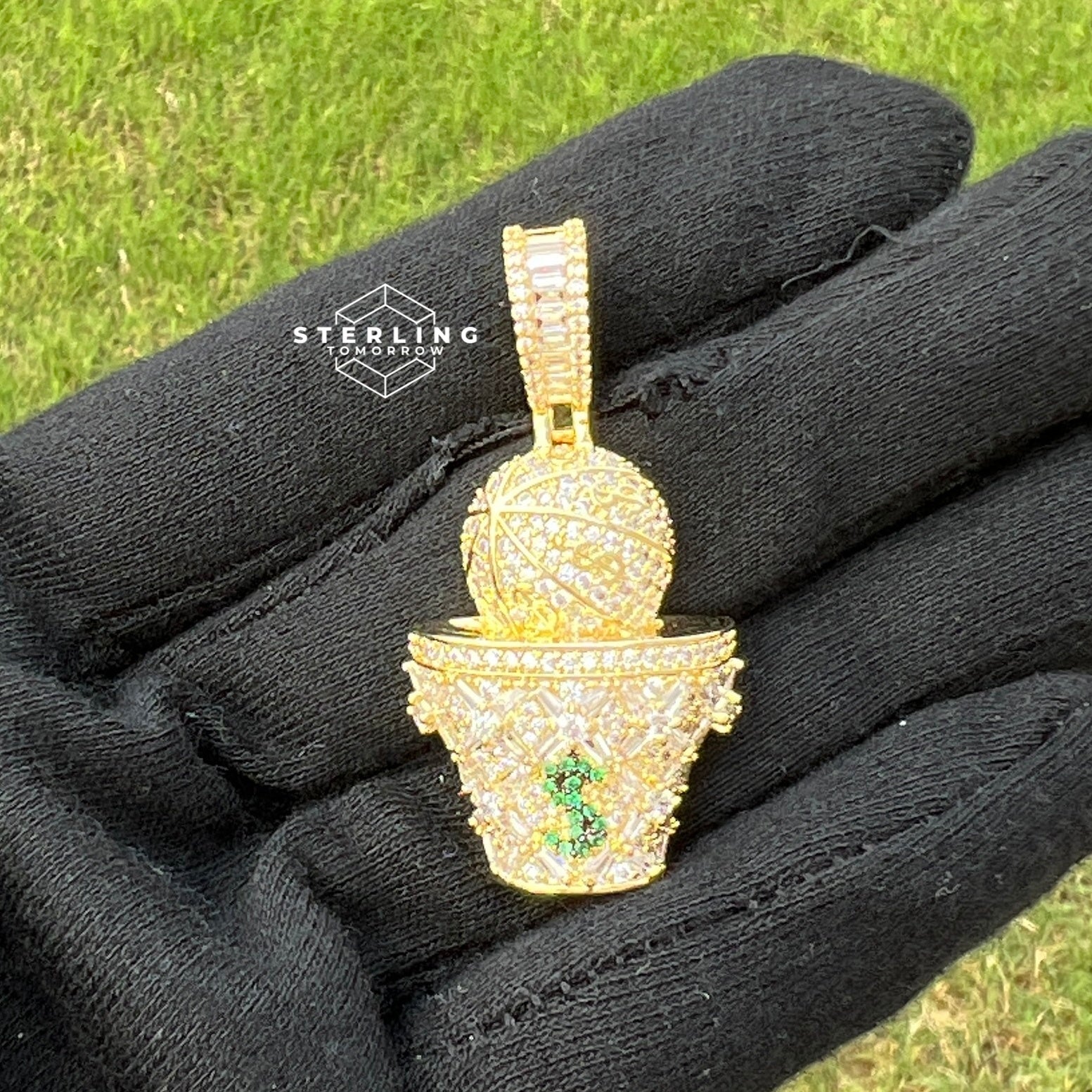 Basketball & Money Iced Out Bling Hip Hop Pendant
