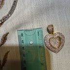 14k Gold Plated Iced Out Heart with Beads Pendant + Steel Rope Chain