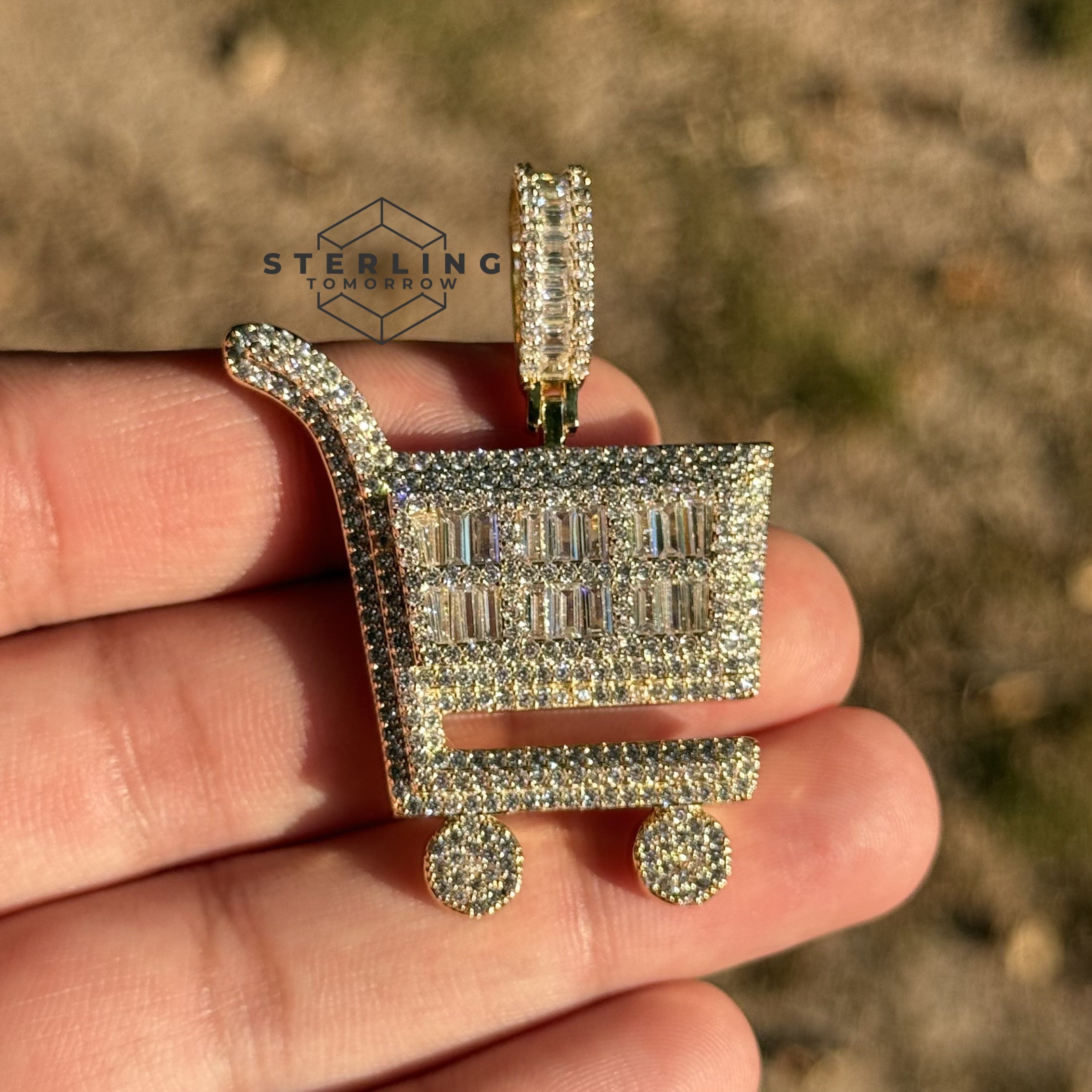 Hustler Shopping Cart Gold Tone Hip Hop Pendant