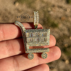 Hustler Shopping Cart Gold Tone Hip Hop Pendant