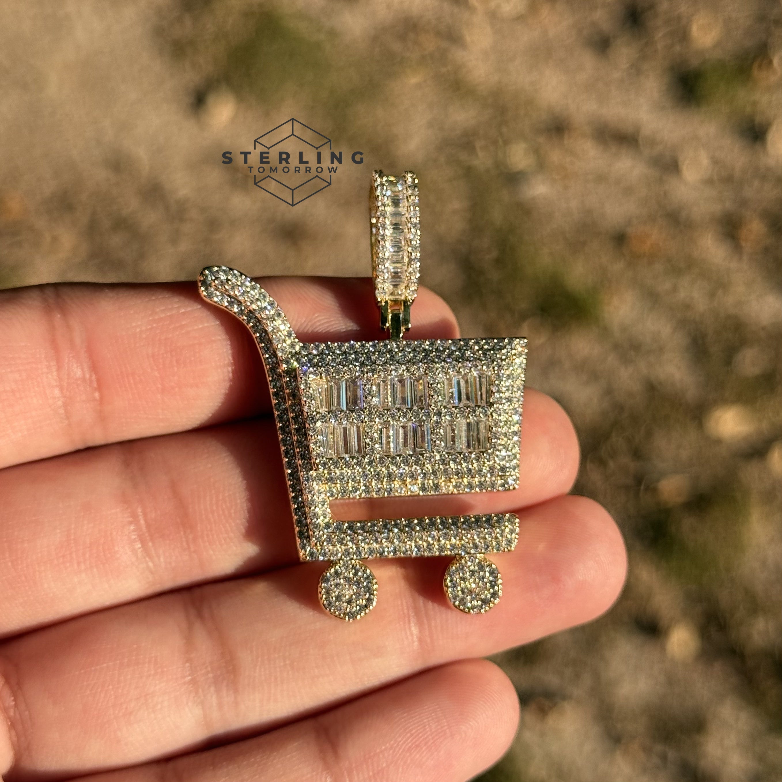 Hustler Shopping Cart Gold Tone Hip Hop Pendant