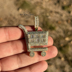 Hustler Shopping Cart Gold Tone Hip Hop Pendant
