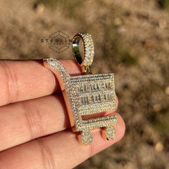 Hustler Shopping Cart Gold Tone Hip Hop Pendant