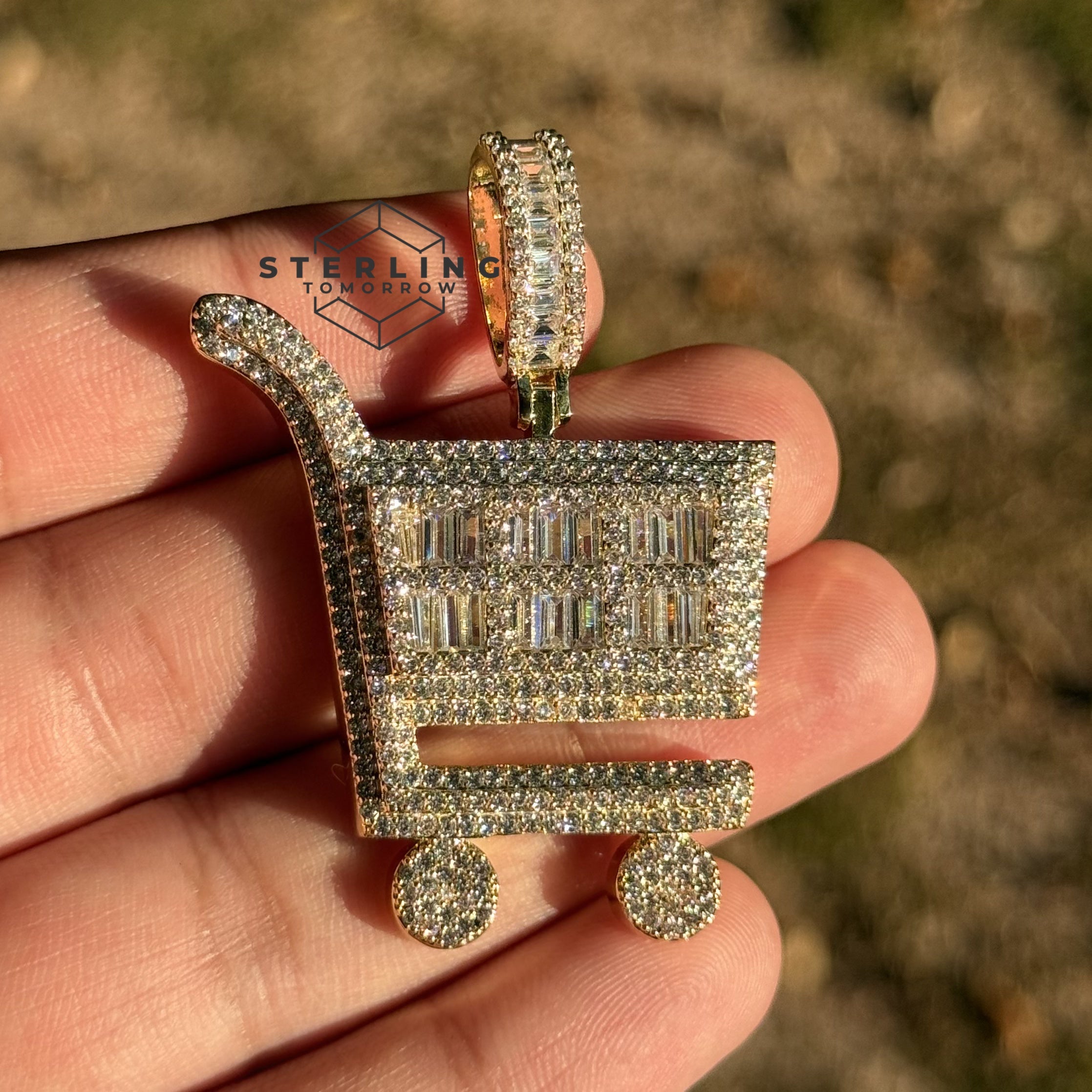 Hustler Shopping Cart Gold Tone Hip Hop Pendant