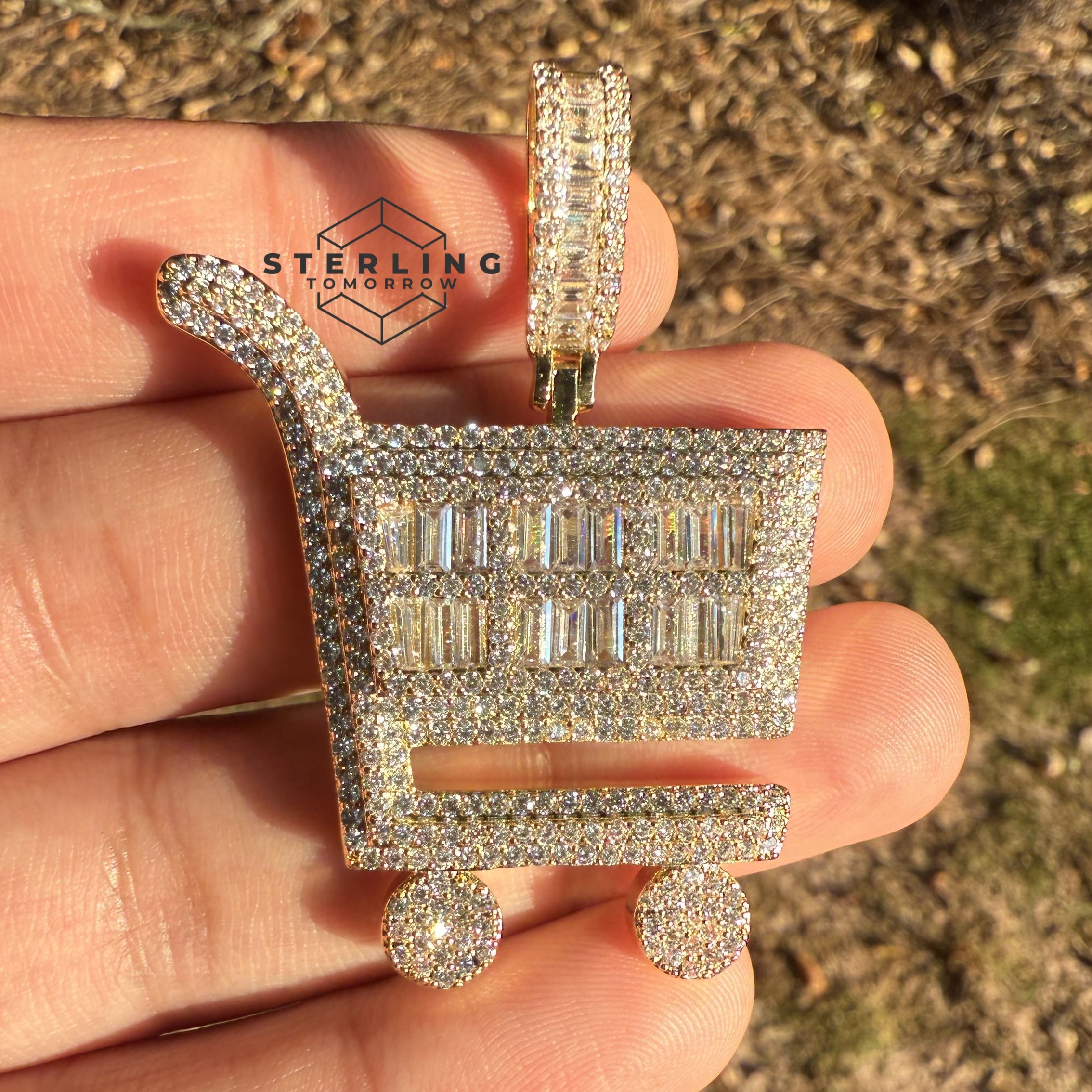 Hustler Shopping Cart Gold Tone Hip Hop Pendant