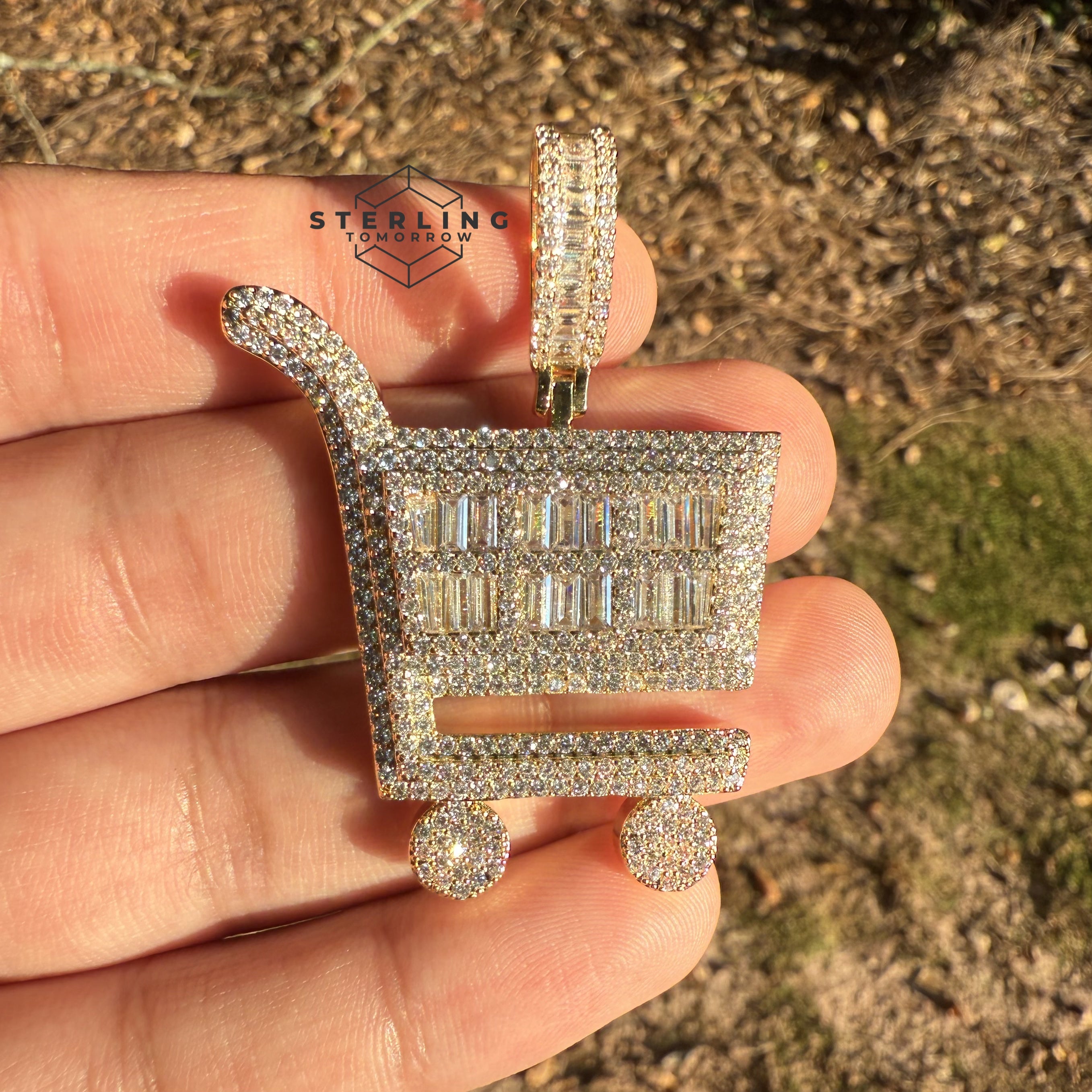 Hustler Shopping Cart Gold Tone Hip Hop Pendant