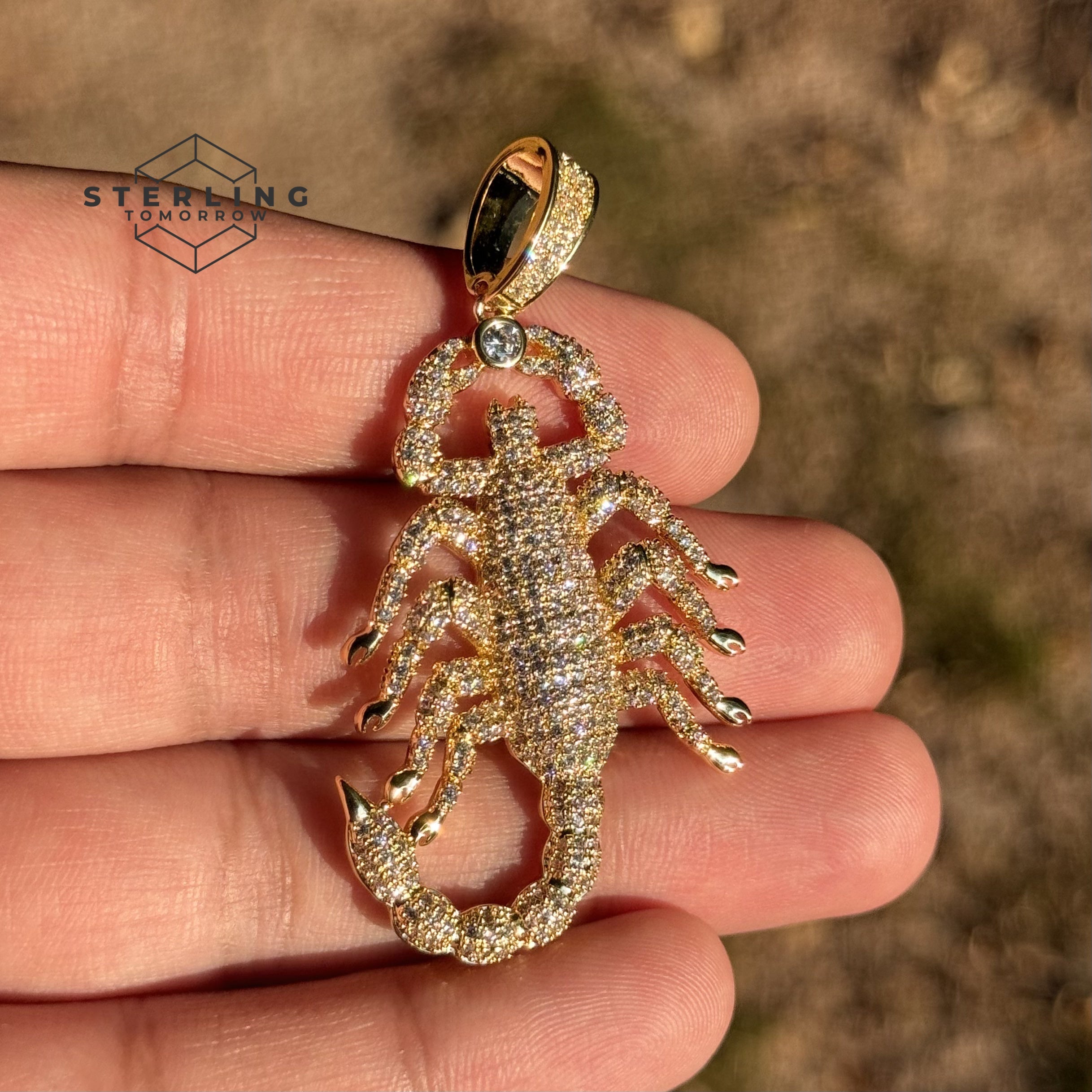 Scorpion Iced Out Gold Tone Pendant