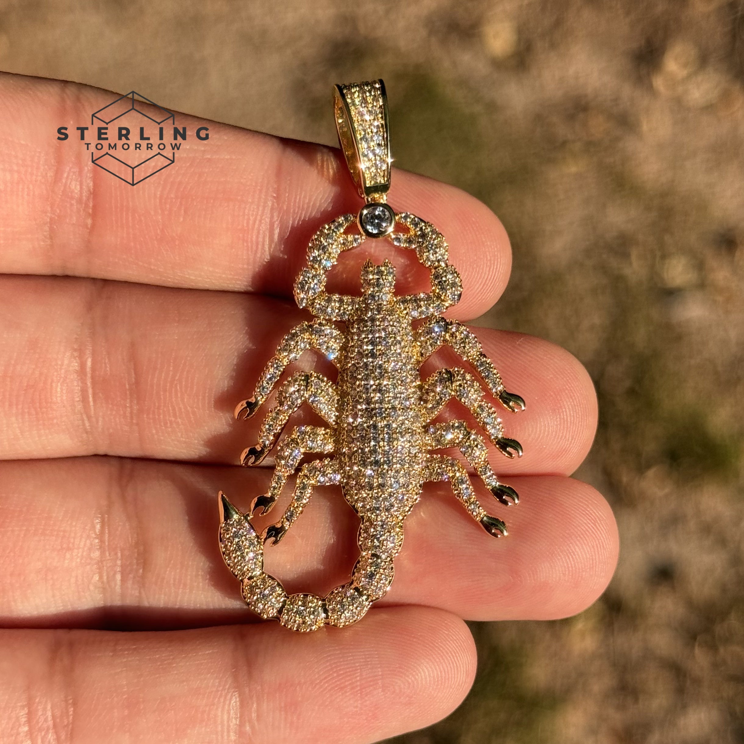 Scorpion Iced Out Gold Tone Pendant