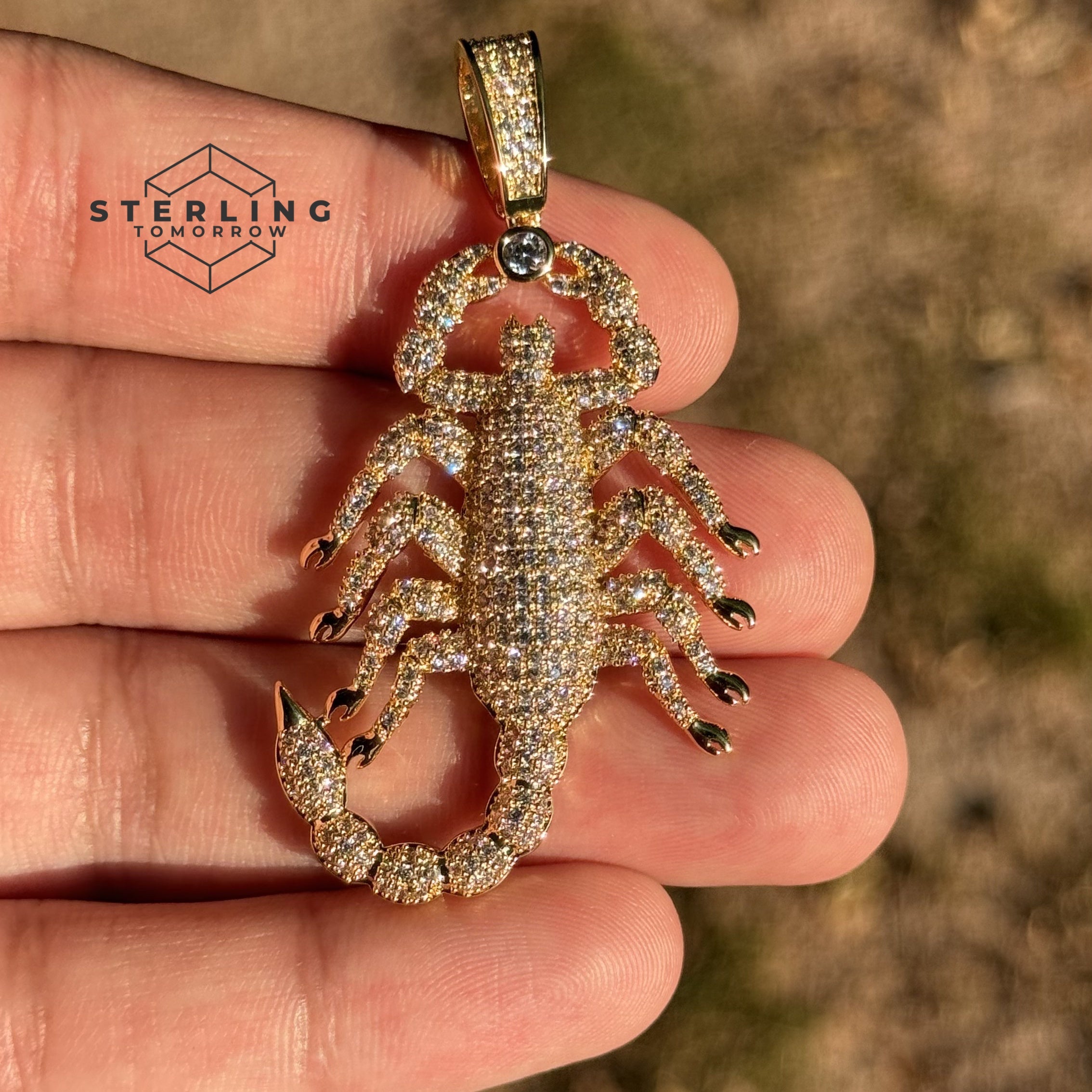 Scorpion Iced Out Gold Tone Pendant