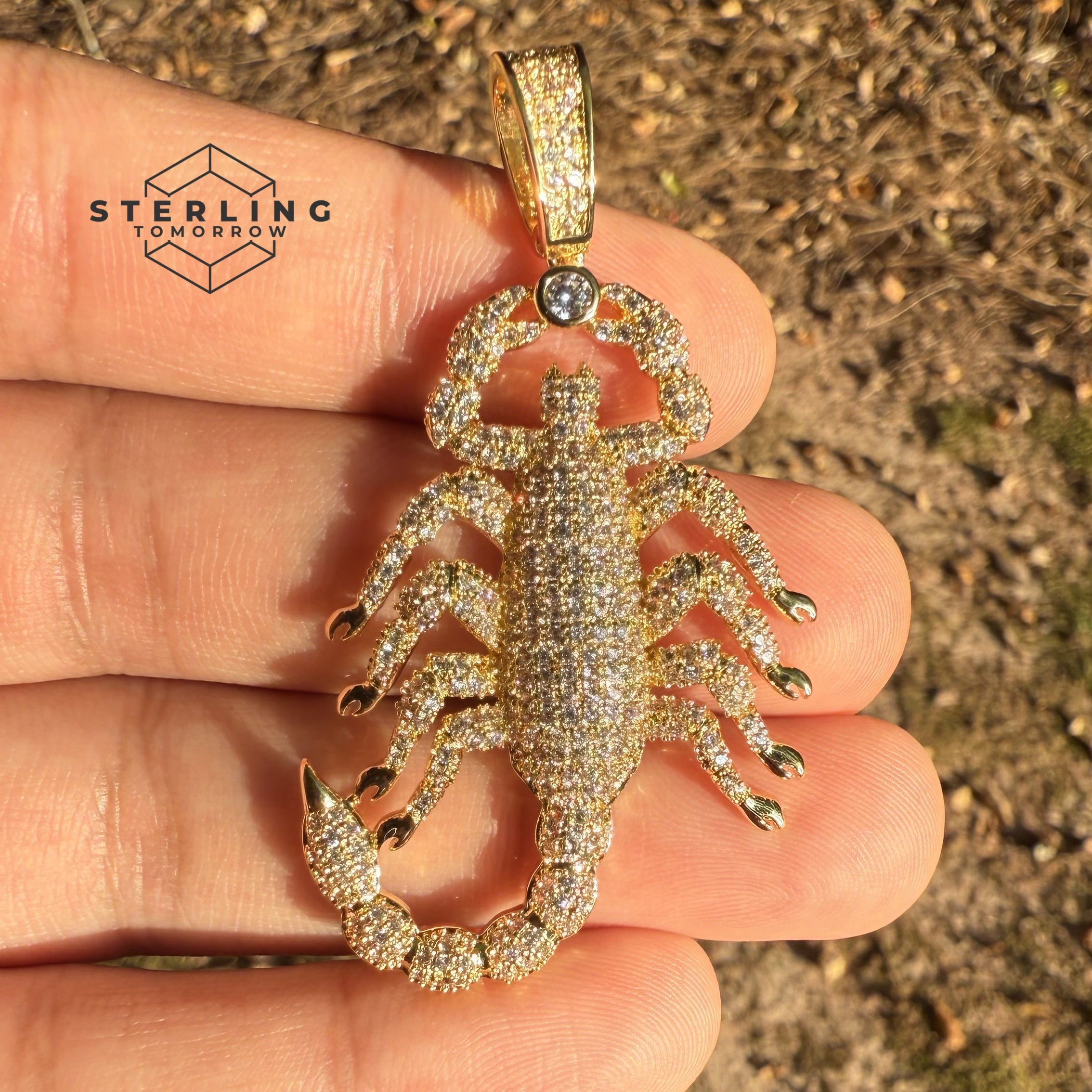 Scorpion Iced Out Gold Tone Pendant