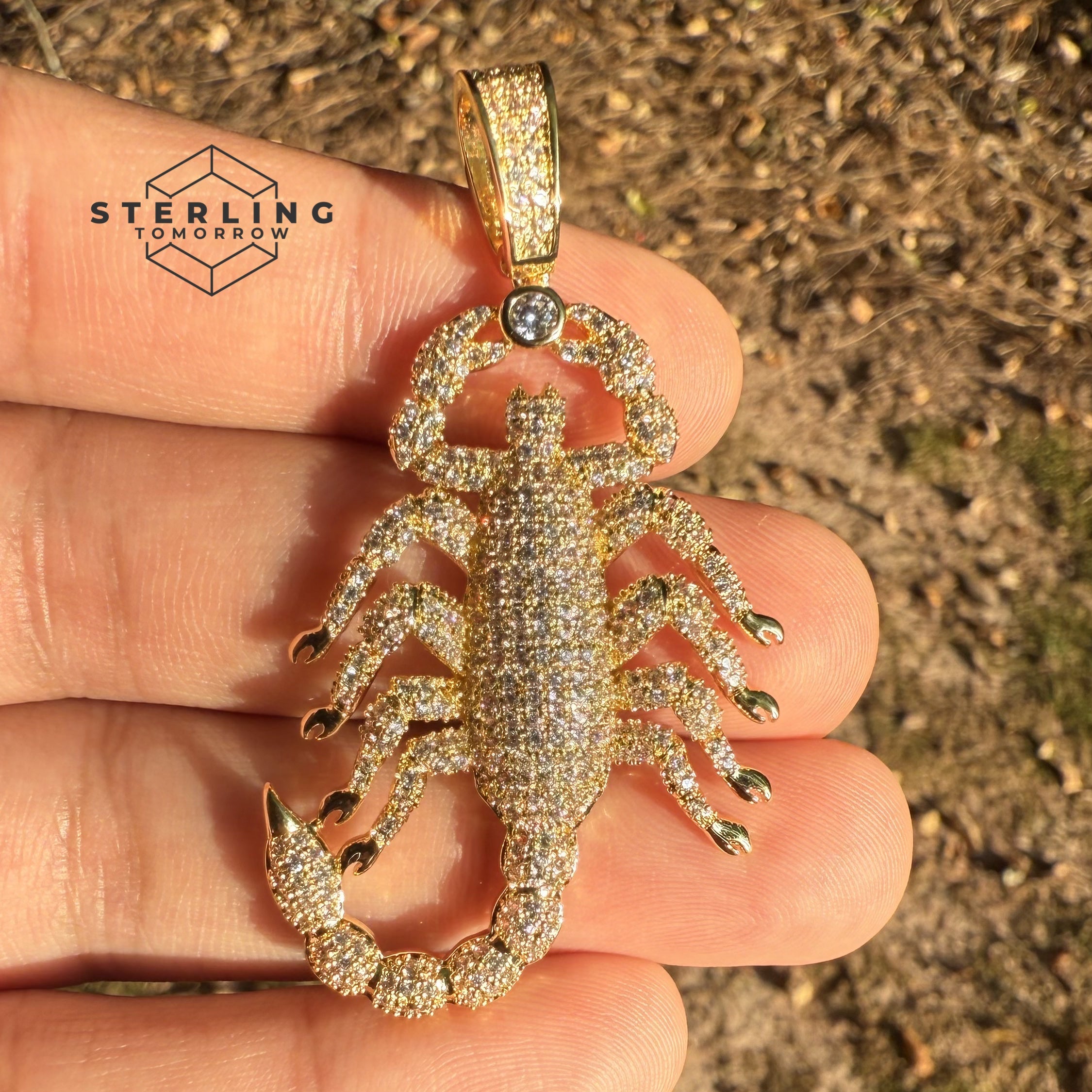 Scorpion Iced Out Gold Tone Pendant