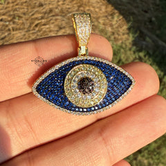 Blue Evil Eye Iced Out Pendant