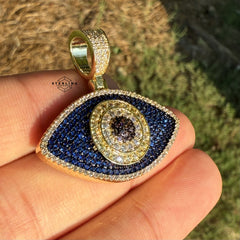 Blue Evil Eye Iced Out Pendant