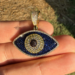 Blue Evil Eye Iced Out Pendant