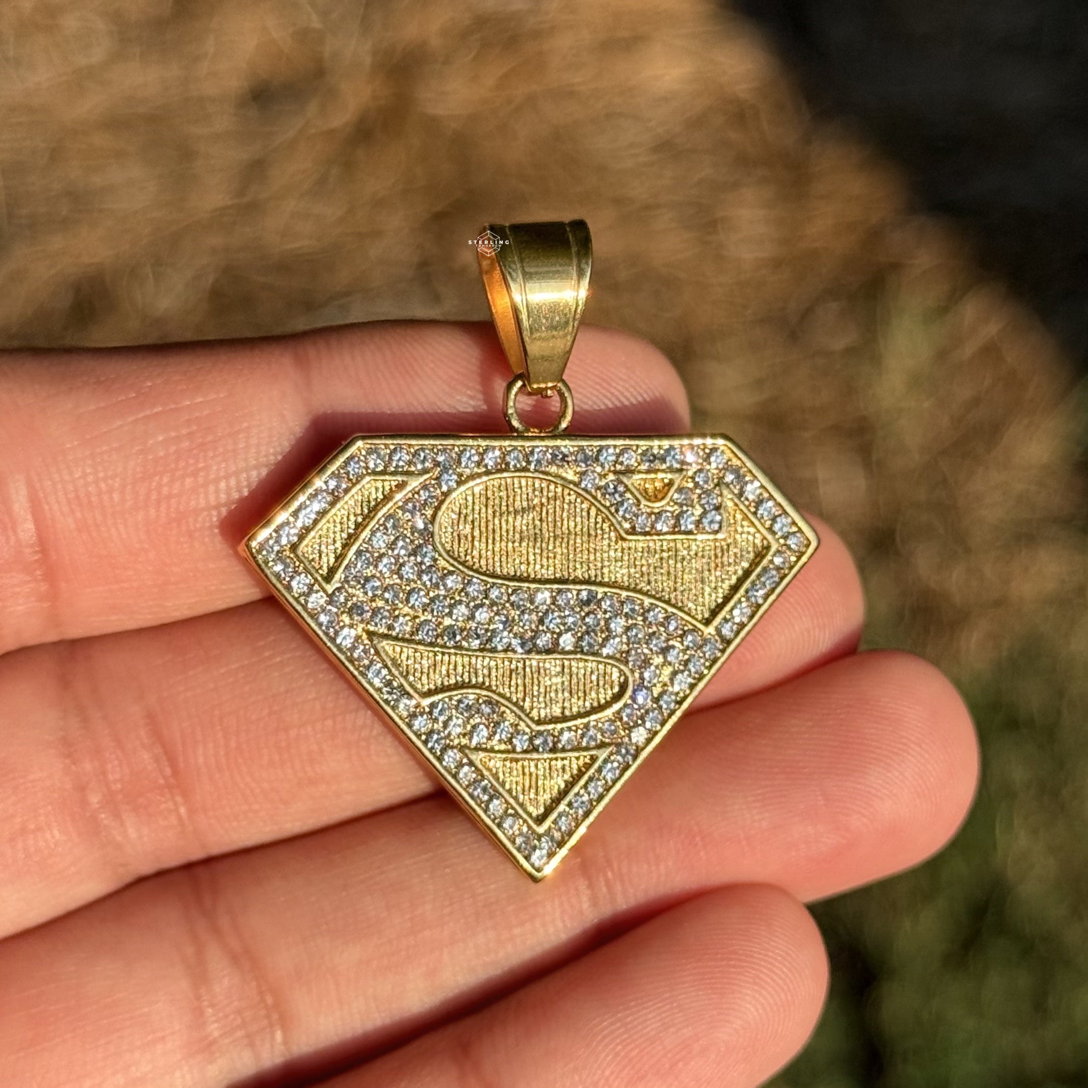 Gold 'S' Superhero Iced Out Pendant