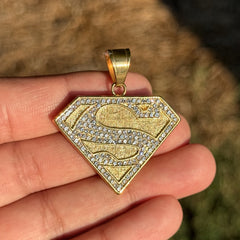 Gold 'S' Superhero Iced Out Pendant
