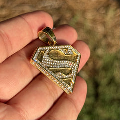 Gold 'S' Superhero Iced Out Pendant
