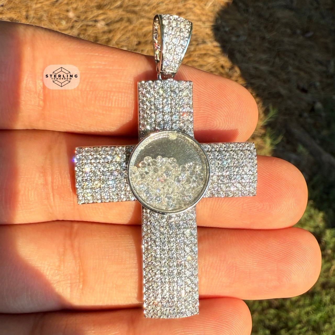 Iced Out Cross with Bubble Beads Creative Bling Pendant