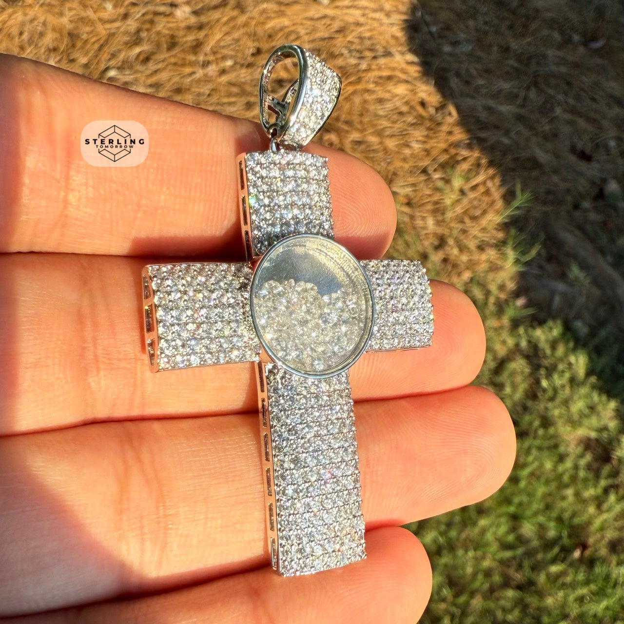 Iced Out Cross with Bubble Beads Creative Bling Pendant