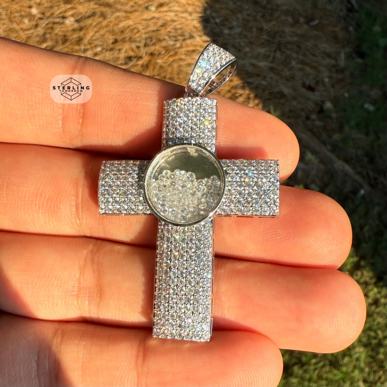 Iced Out Cross with Bubble Beads Creative Bling Pendant