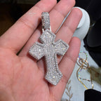 Moissanite Large Cross Pendant Iced Out Sides