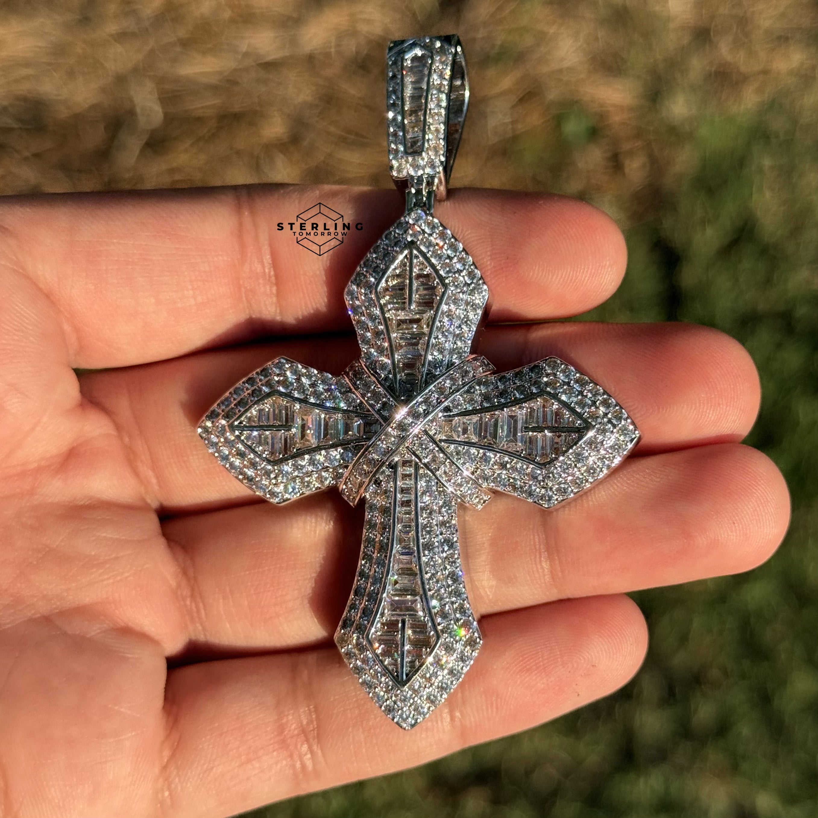 Designer Cross Iced Out Pendant